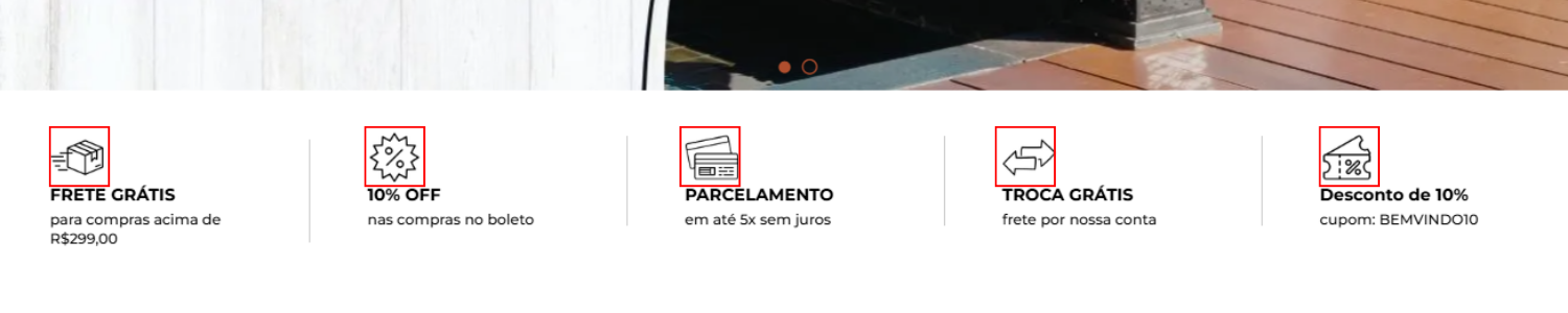 Ícones da tarja informativa